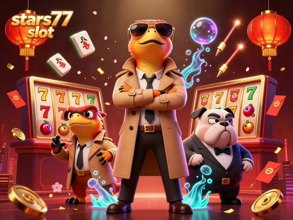 Saksikan aksi lucu tiga raptor dalam trench coat saat memasuki VIP lounge sambil memainkan stars77 slot yang penuh uang.