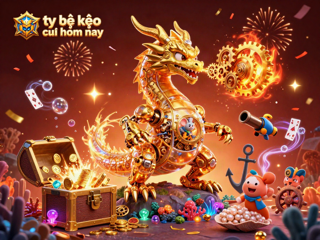 Experience the ultimate betting excitement with tỷ lệ kèo nhà cái hôm nay showcasing golden dragons and jackpot treasures.