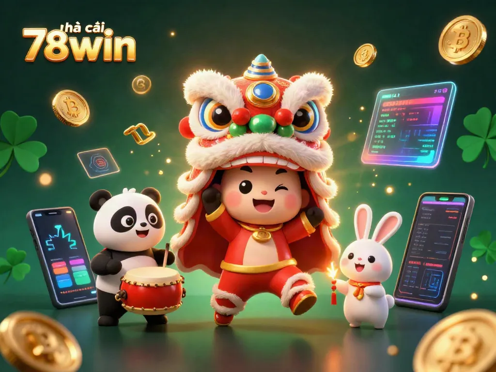 Experience the excitement at nhà cái 78win with colorful characters and vibrant casino elements.