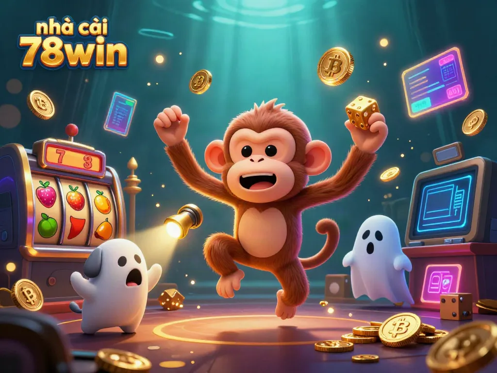 Engage with the playful poltergeist monkey and ghost-hunter puppy in the vibrant 78win casino.