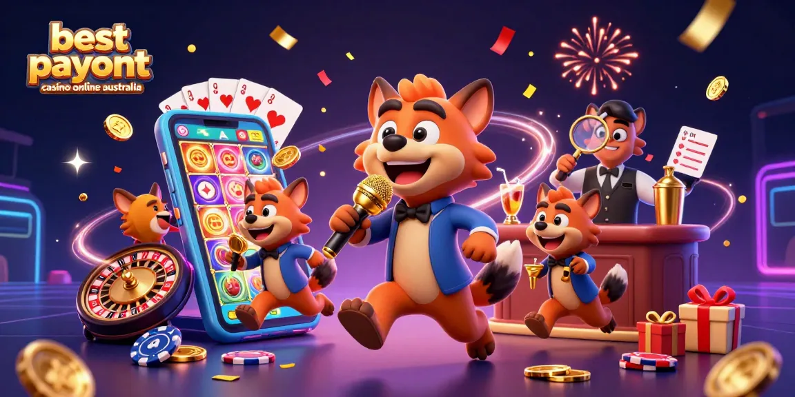 Best payout casino online australia showcases a lively casino with hyena characters engaging in fun activities.
